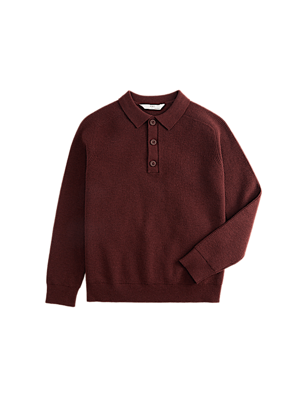 Cotton Blend Polo Jumper (6-16 Yrs)