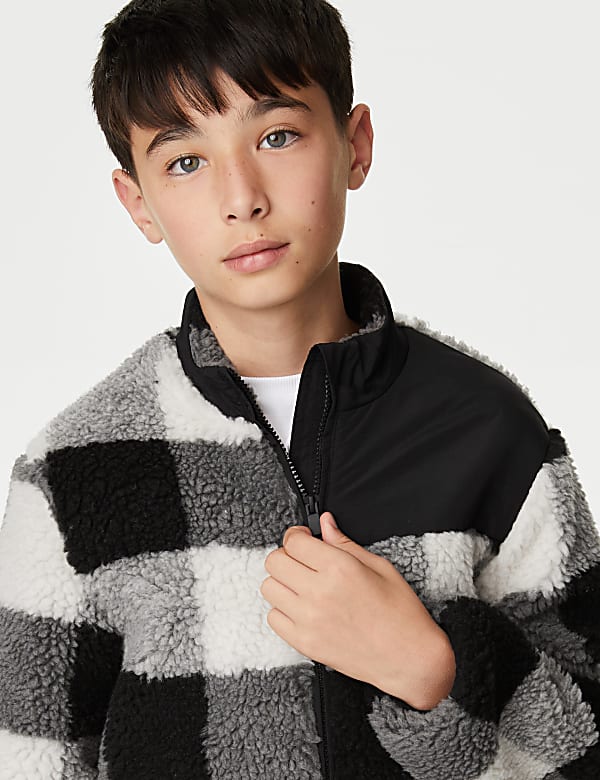 Borg Checked Zip Jumper (6-16 Yrs)