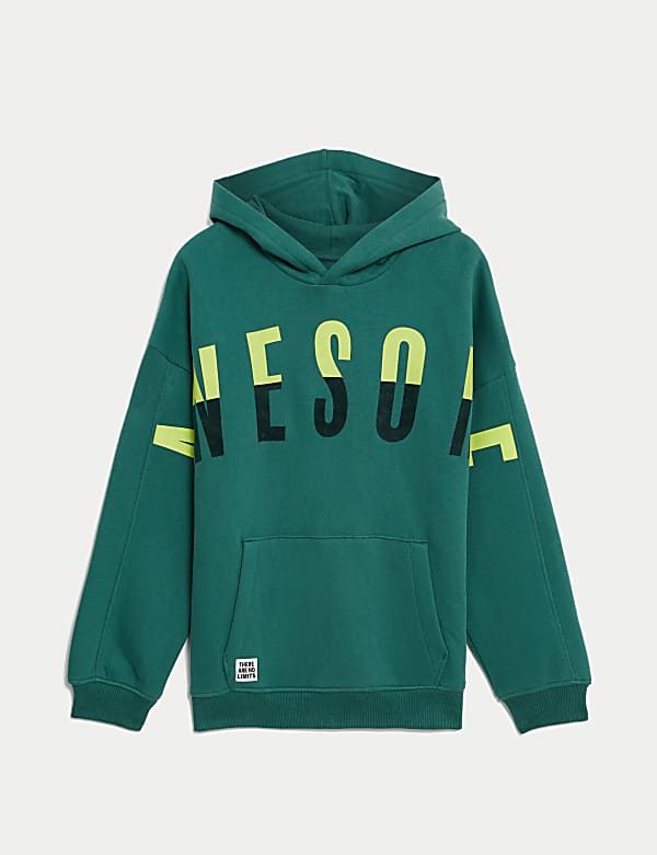 Cotton Rich Awesome Print Hoodie 2 16 Yrs GREEN Hoodies M S AT