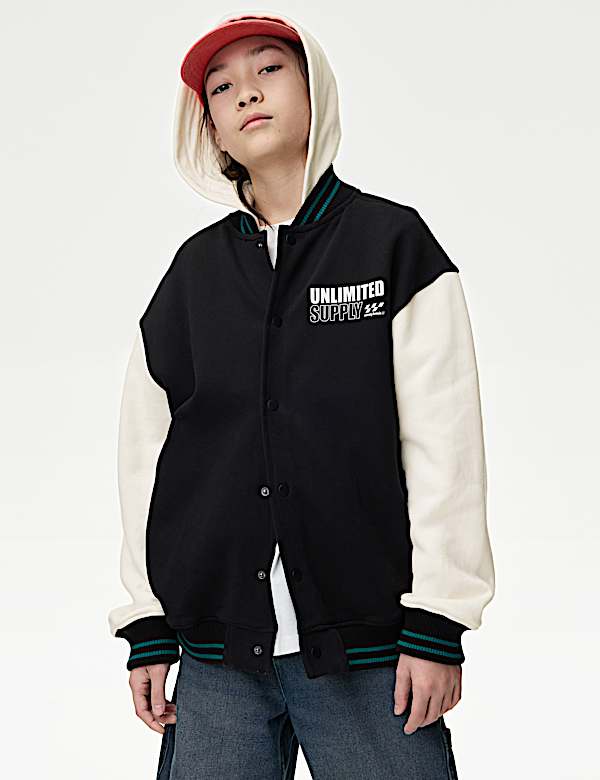 Sudadera tipo bomber con capucha y gráfico de Unlimited Supply (6-14 años) - US