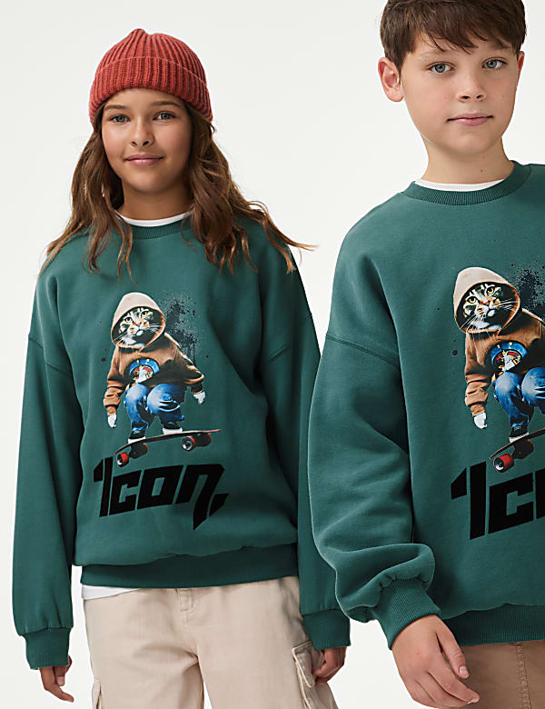 Cotton Rich Icon Skate Print Sweatshirt (6-16 Yrs)