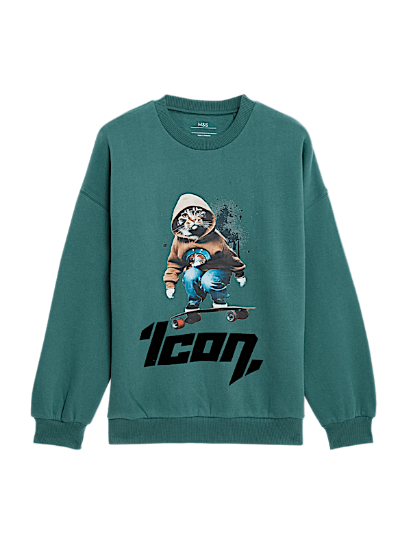 Cotton Rich Icon Skate Print Sweatshirt (6-16 Yrs)