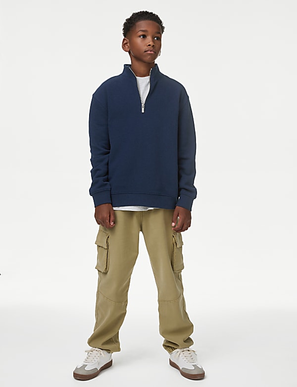Cotton Rich Half Zip Sweatshirt (6-16 Yrs) - ID
