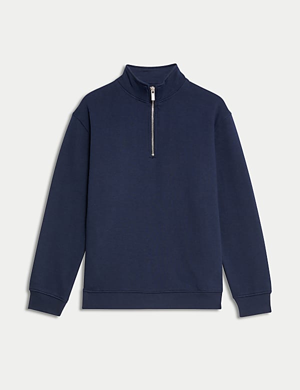 Cotton Rich Half Zip Sweatshirt (6-16 Yrs) - ID
