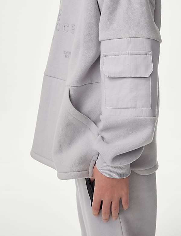 Katoenrijke hoodie met halve rits (2-16 jaar) - NL