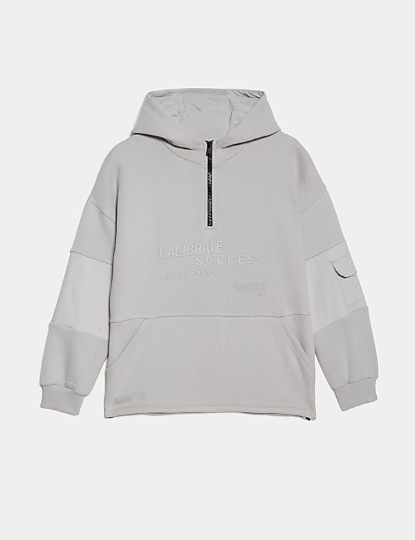 Katoenrijke hoodie met halve rits (2-16 jaar) - NL