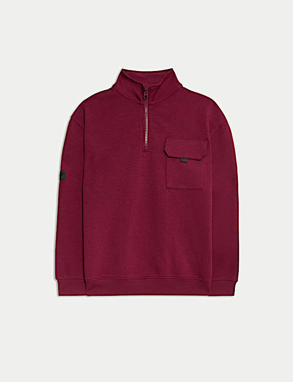 Cotton Rich Funnel Neck Half Zip Sweatshirt (6-16 Yrs)