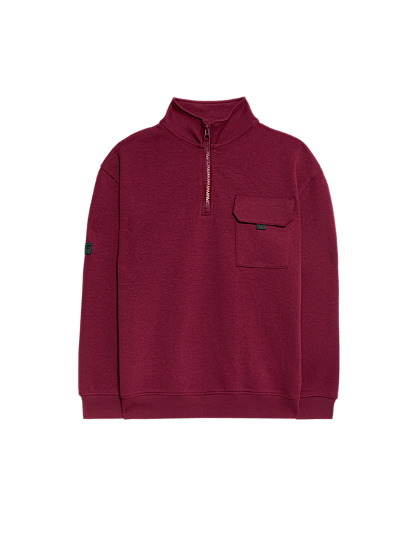 Cotton Rich Funnel Neck Half Zip Sweatshirt (6-16 Yrs)