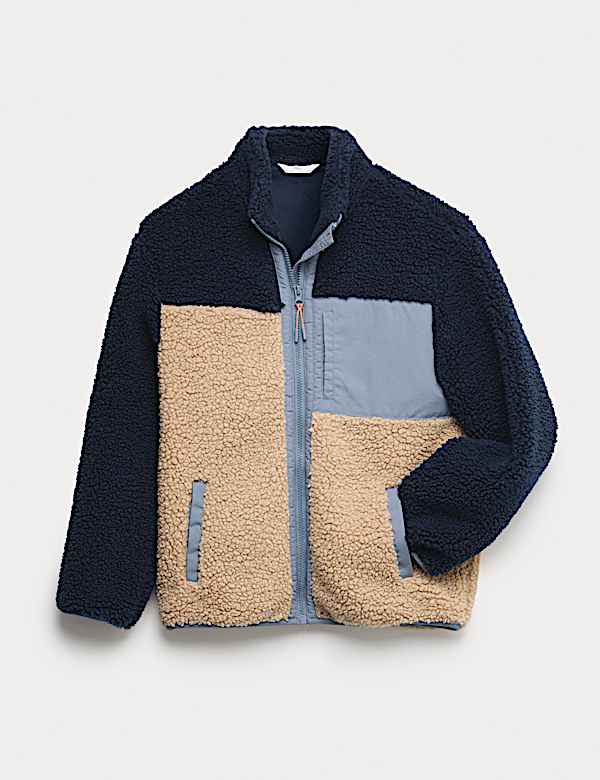 Colour Block Zip Borg Jacket (6-16 Yrs) - US