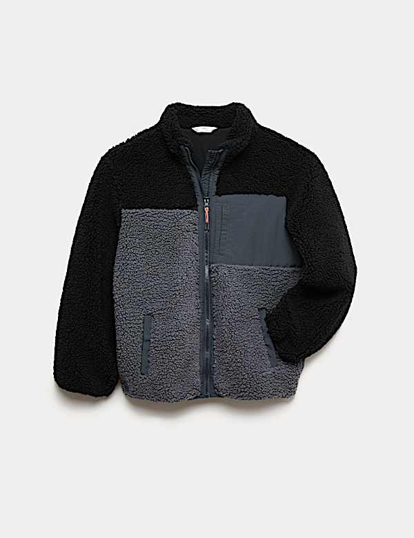 Colour Block Zip Borg Jacket (6-16 Yrs) - KR