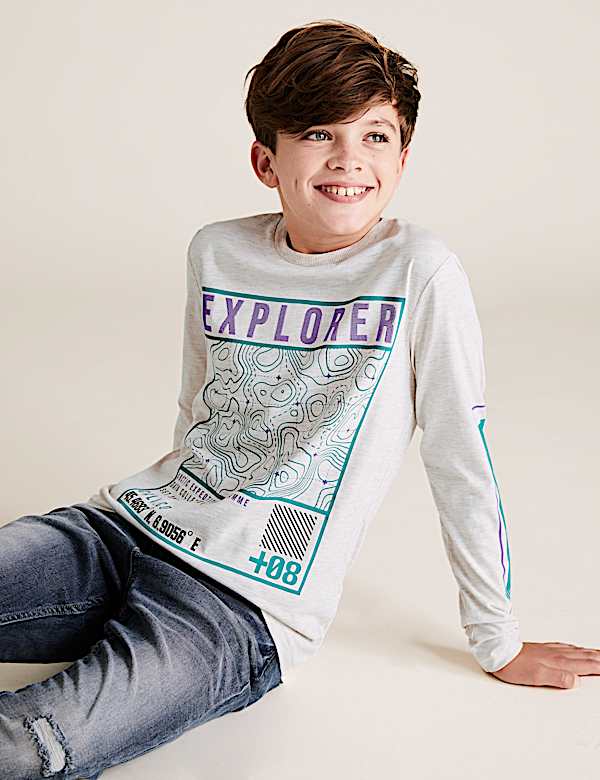Cotton Rich Explorer Slogan Top (6-16 Yrs)