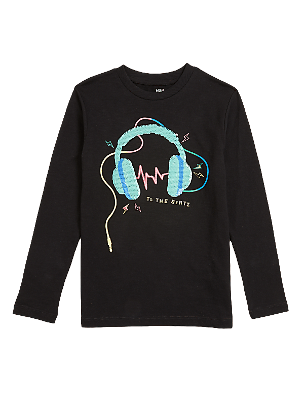 Pure Cotton Reversible Sequin Top (6-14 Yrs)