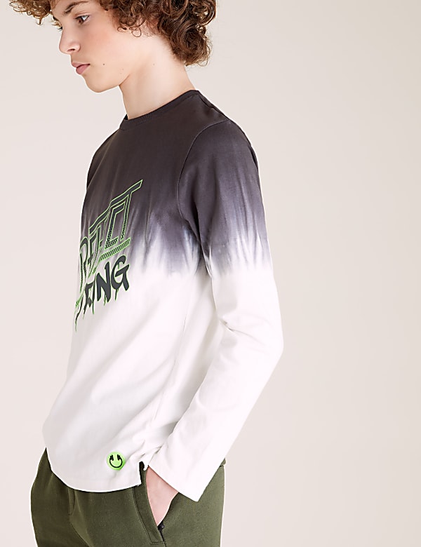 Pure Cotton Slogan Dip Dye Top