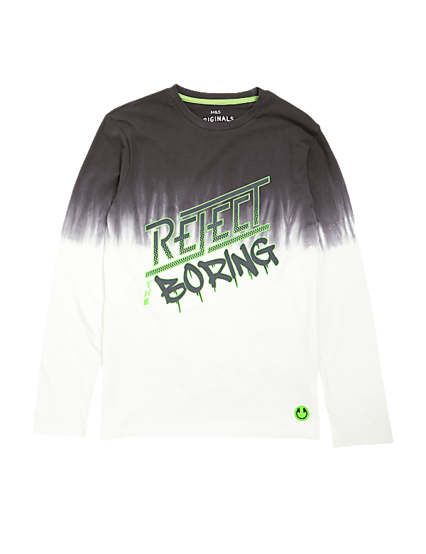 Pure Cotton Slogan Dip Dye Top