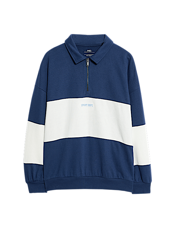 Cotton Rich Colour Block Rugby Top (6-16 Yrs)