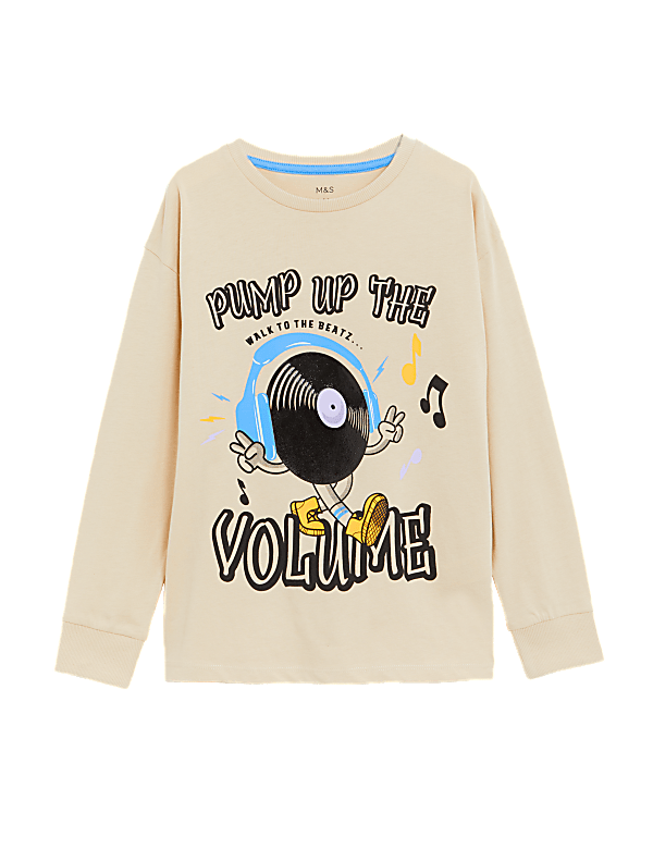 Pure Cotton Music Print Top (6-16 Yrs)