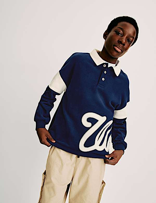 Cotton Rich Rugby Sweatshirt (6-16 Yrs) - DK