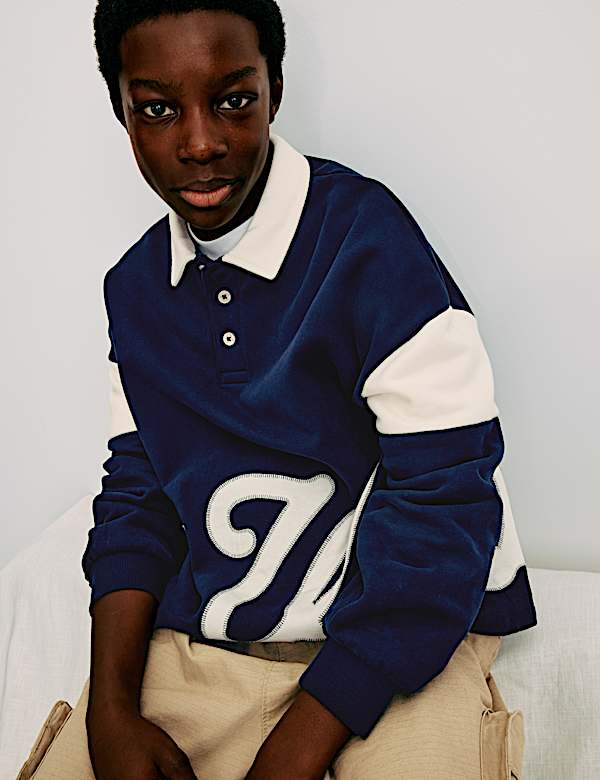 Cotton Rich Rugby Sweatshirt (6-16 Yrs) - DK