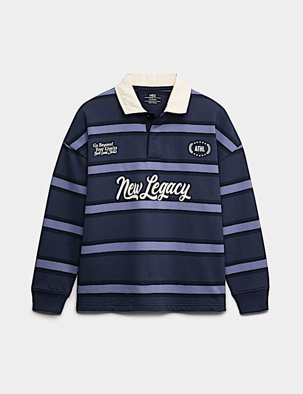 Polo de rugby 100% algodón de rayas (6-16 años) - US