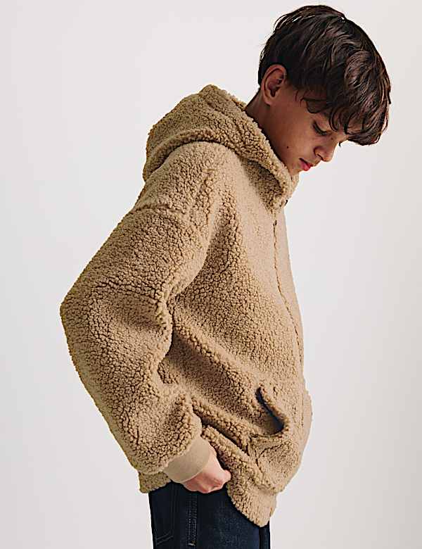 Bunda z uměl&eacute; kože&scaron;iny s kapuc&iacute; na zip (6&ndash;16 let) - CZ