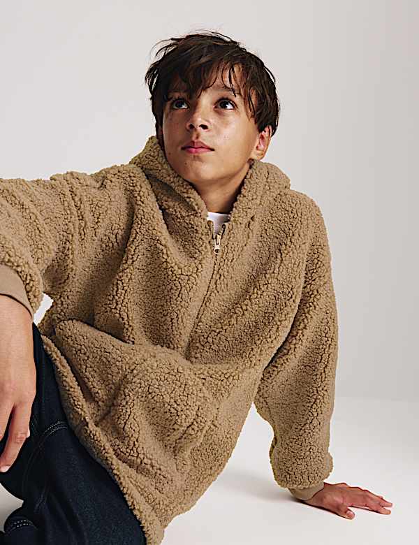 Bunda z uměl&eacute; kože&scaron;iny s kapuc&iacute; na zip (6&ndash;16 let) - CZ