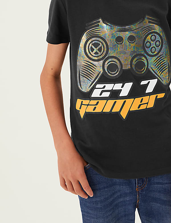 Pure Cotton Gamer Slogan Sequin T-Shirt (6-16 Yrs)