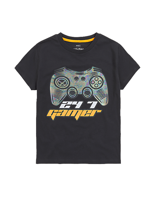 Pure Cotton Gamer Slogan Sequin T-Shirt (6-16 Yrs)