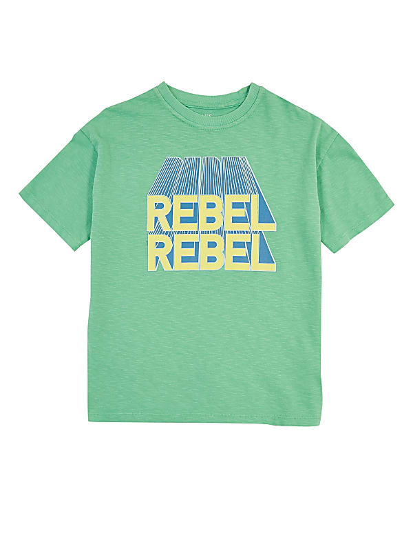 Cotton Rebel Rebel Slogan T-Shirt (6-16 Years)