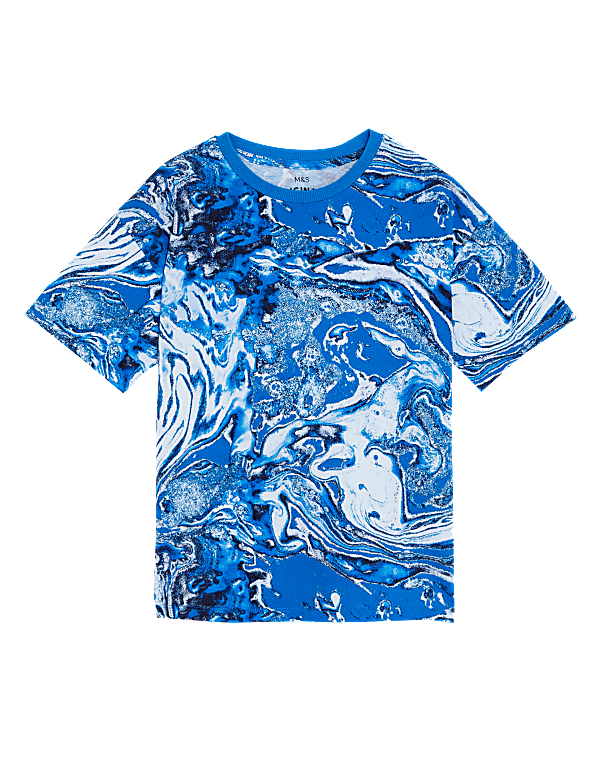 Pure Cotton Marble Print T-Shirt