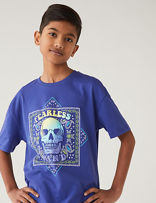 Pure Cotton Paisley Skull T-Shirt