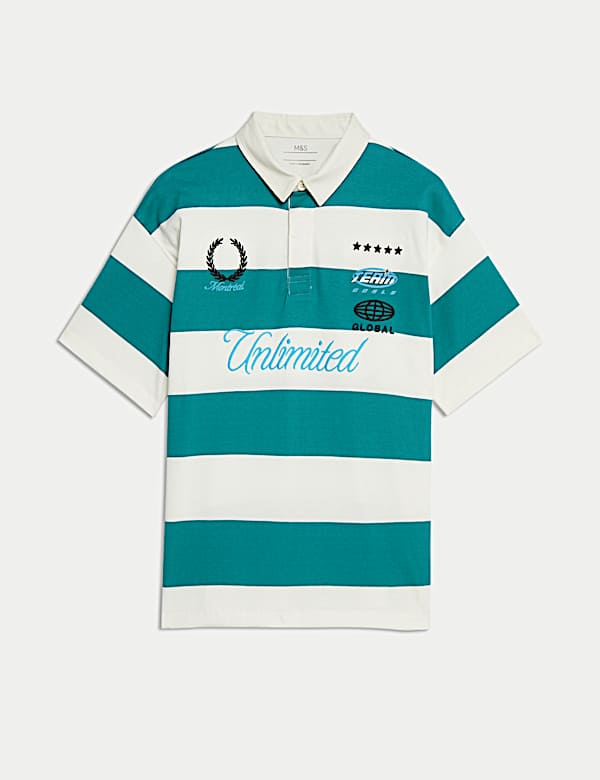 Pure Cotton Striped Rugby Shirt (6-16 Yrs) - GR