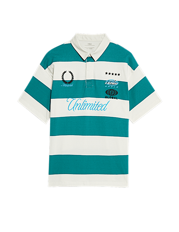 Pure Cotton Striped Rugby Shirt (6-16 Yrs)