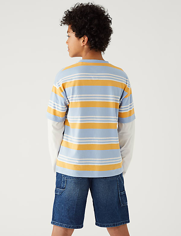 Pure Cotton Striped Slogan Top