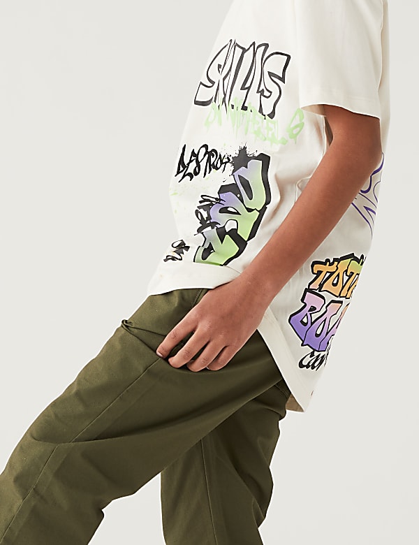Pure Cotton Graffiti Slogan T-Shirt