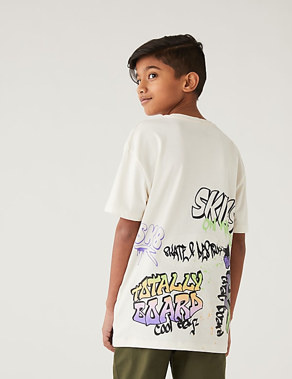 Pure Cotton Graffiti Slogan T-Shirt