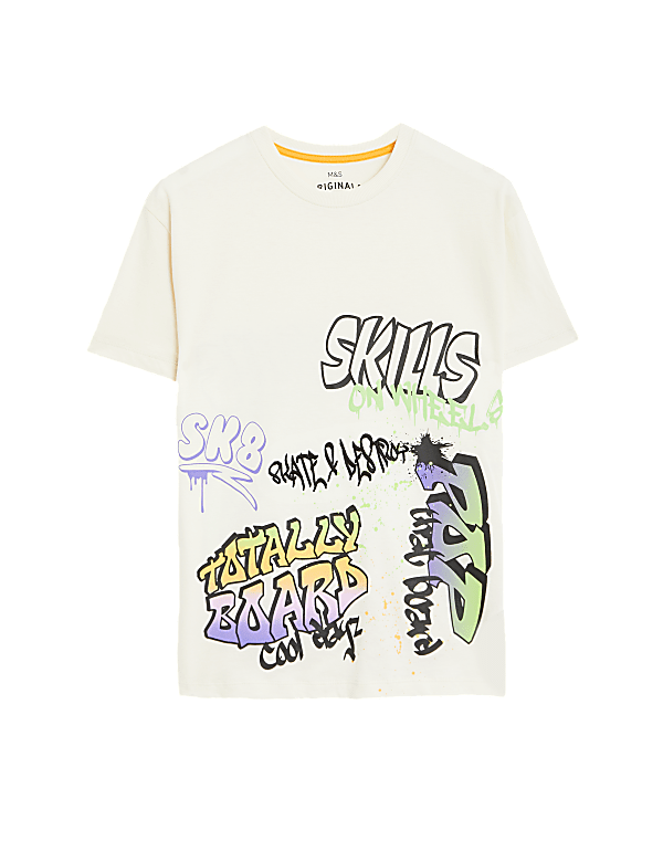 Pure Cotton Graffiti Slogan T-Shirt