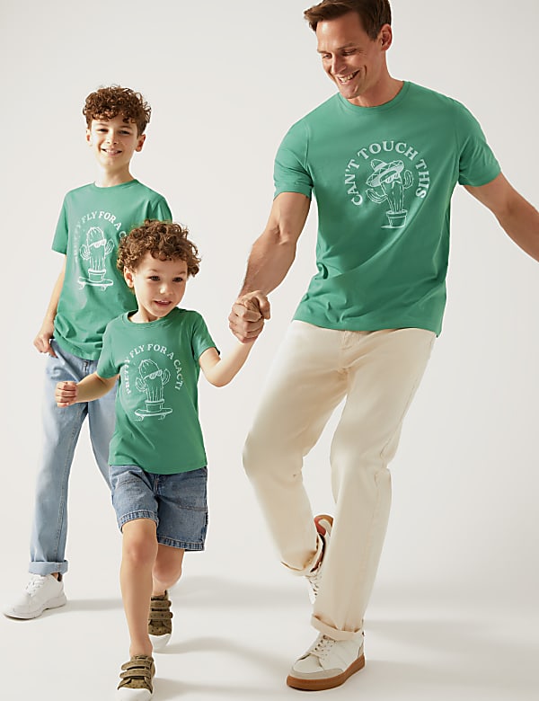 Pure Cotton Mini Me Cactus T-Shirt (6 - 16 Yrs)