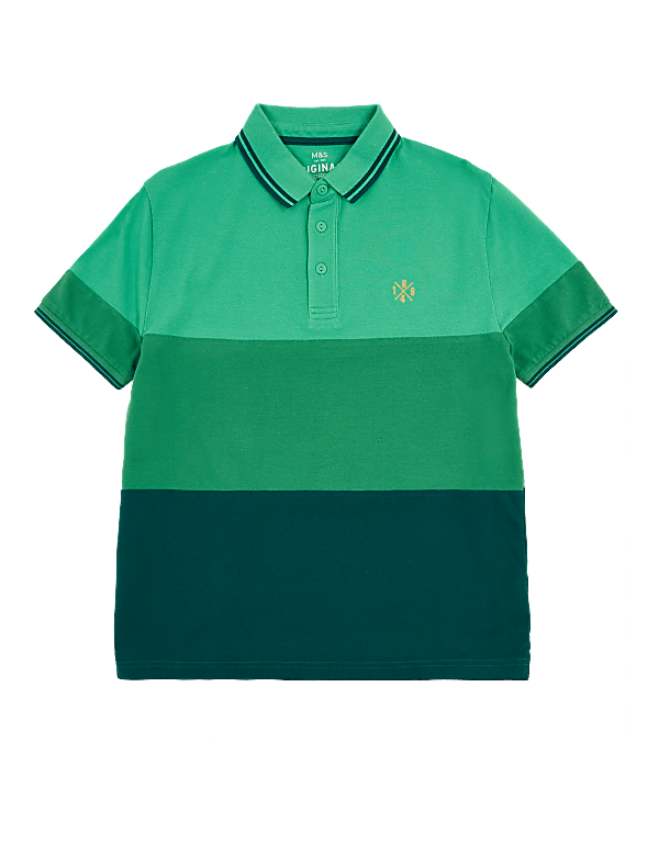 Cotton Block Stripe Polo Shirt (6-16 Yrs)