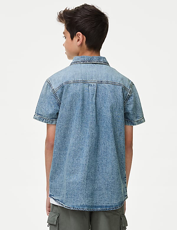 2pc Pure Cotton Denim Shirt & T-Shirt Set (6-16 Yrs)