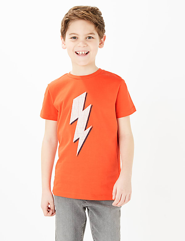 Cotton Lightning Bolt Design T-Shirt (6-16 Yrs)