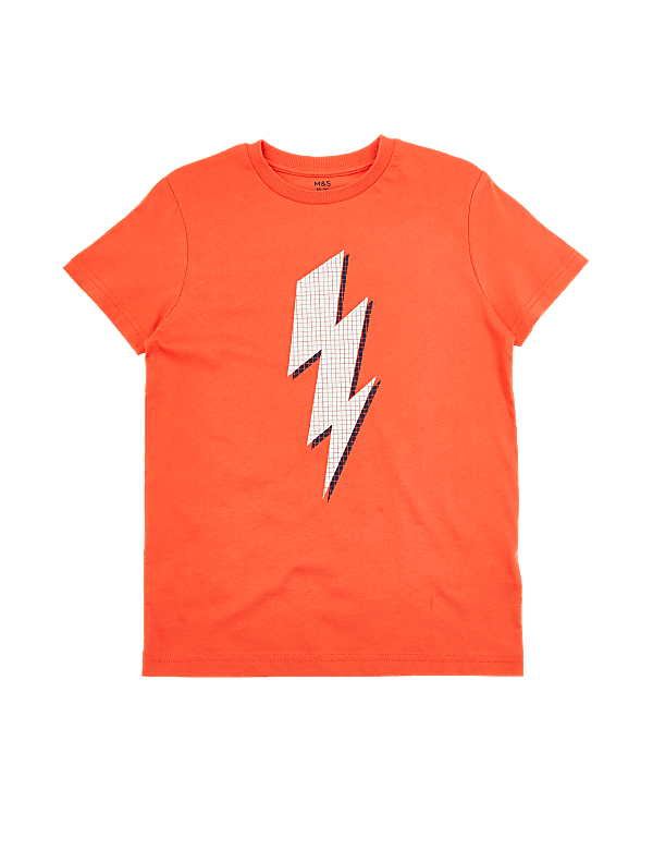 Cotton Lightning Bolt Design T-Shirt (6-16 Yrs)