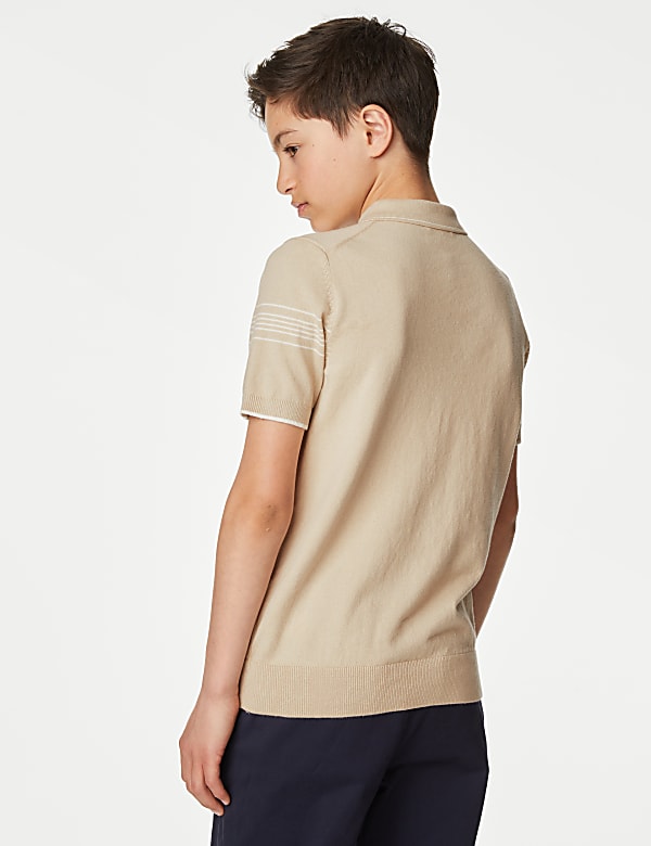 Cotton Rich Striped Knitted Polo Shirt (6-16 Yrs)