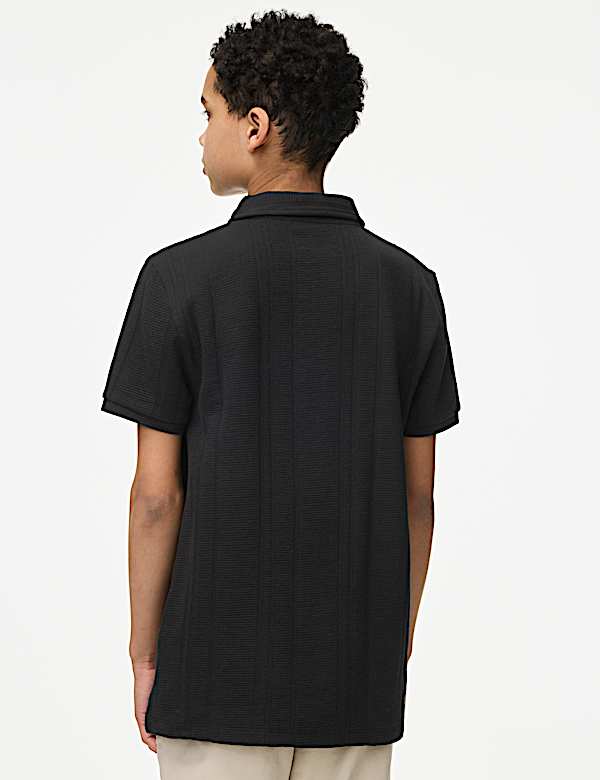 Pure Cotton Textured Zip Polo Shirt (2-16 Yrs) - JP