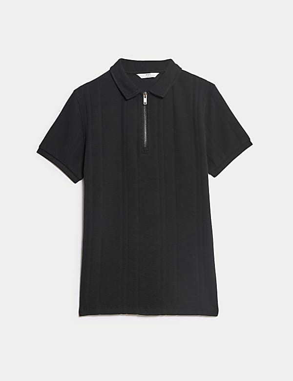 Pure Cotton Textured Zip Polo Shirt (2-16 Yrs) - JP