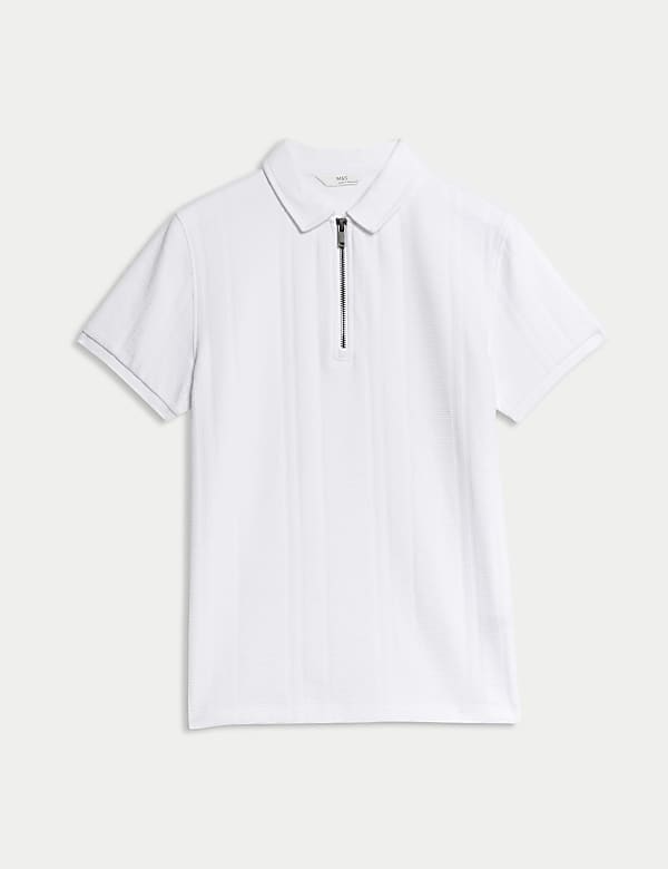 Pure Cotton Textured Zip Polo Shirt (2-16 Yrs) - JO