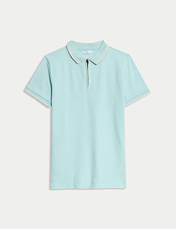 Pure Cotton Half Zip Polo Shirt (6-16 Yrs) - FR