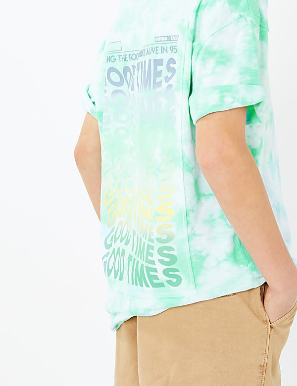 Pure Cotton Tie Dye Slogan T-Shirt (6-16 Yrs)