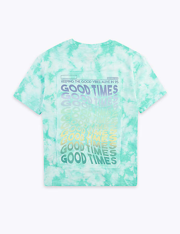 Pure Cotton Tie Dye Slogan T-Shirt (6-16 Yrs)