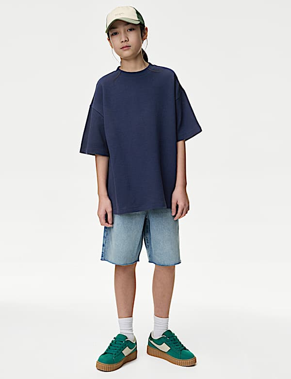 חולצת טי מכותנה טהורה עם טקסטורה (16-6 שנים) - IL