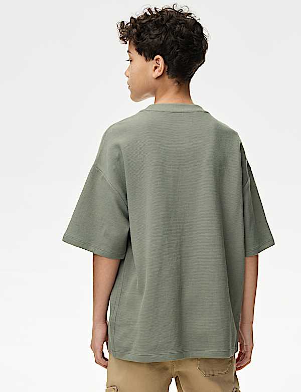 T-shirt με ανάγλυφη υφή από 100% βαμβάκι (6-16 ετών) - GR